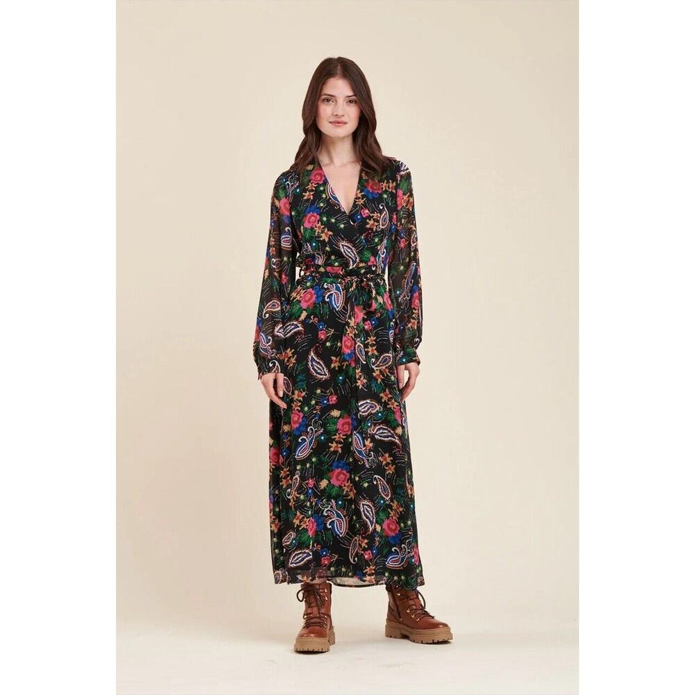 LA FEE MARABOUTEE Dress Womens Size EU 38 Bohemian Peasant Tradwife Paisley Maxi